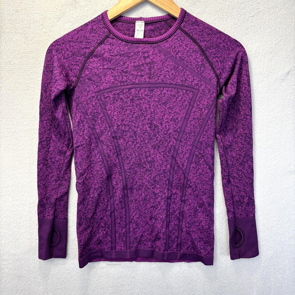 Ivivva Swiftly Tech Girls Shirt Size 12 Purple Long Sleeve‎ Moisture Wicking